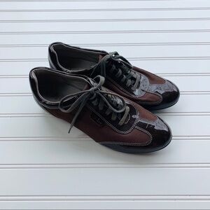 Cole Haan Brown Canvas Patent Leather Sneakers